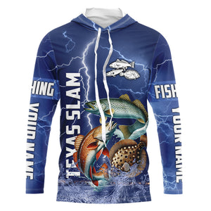 Texas Slam Fishing blue lightning jerseys custom performance Long Sleeve tournament fishing shirts NQS9236