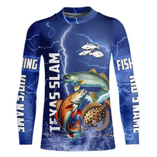 Load image into Gallery viewer, Texas Slam Fishing blue lightning jerseys custom performance Long Sleeve tournament fishing shirts NQS9236