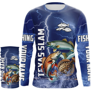 Texas Slam Fishing blue lightning jerseys custom performance Long Sleeve tournament fishing shirts NQS9236