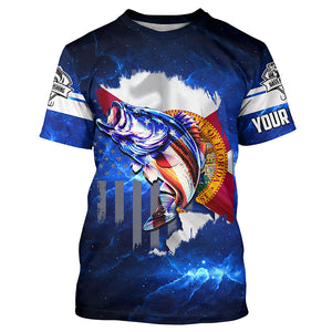 Florida Bass Fishing US blue galaxy shirts for men Custom Performance Long Sleeve fishing shirts NQS3128