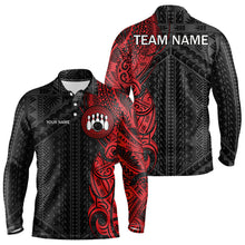 Load image into Gallery viewer, Black and Red Tribal pattern Mens Bowling Shirts Custom Bowling outfit men Team bowling league jersey NQS9738