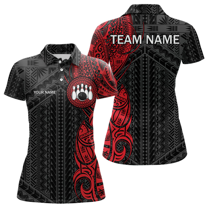 Black and Red Tribal pattern Womens Bowling Shirts Custom Bowling outfit ladies Team bowling jerseys NQS9738