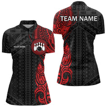 Load image into Gallery viewer, Black and Red Tribal pattern Womens Bowling Shirts Custom Bowling outfit ladies Team bowling jerseys NQS9738