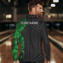 Load image into Gallery viewer, Black and Green Tribal pattern Mens Bowling Shirts Custom Bowling outfit men Team bowling league jersey NQS9739