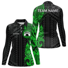 Load image into Gallery viewer, Black and Green Tribal pattern Womens Bowling Shirts Custom Bowling outfit ladies Team bowling jerseys NQS9739