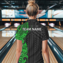 Load image into Gallery viewer, Black and Green Tribal pattern Womens Bowling Shirts Custom Bowling outfit ladies Team bowling jerseys NQS9739