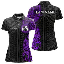 Load image into Gallery viewer, Black and Purple Tribal pattern Womens Bowling Shirts Custom Bowling outfit ladies Team bowling jersey NQS9740