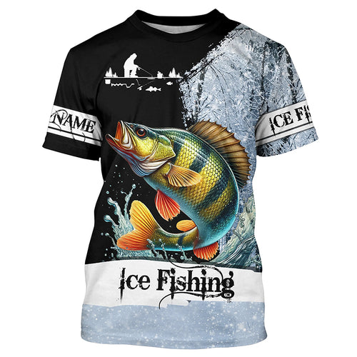 Yellow Perch Ice Fishing custom name 3D All Over Printed Shirts For Fisherman NQS302