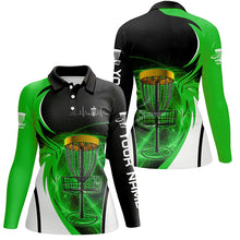 Load image into Gallery viewer, Womens disc golf polo shirt custom disc golf basket, personalized disc golf gifts | Green NQS5313