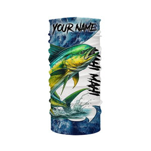 Mahi Mahi Fishing blue ocean sea wave camo Custom long sleeve performance fishing jerseys shirts NQS7886