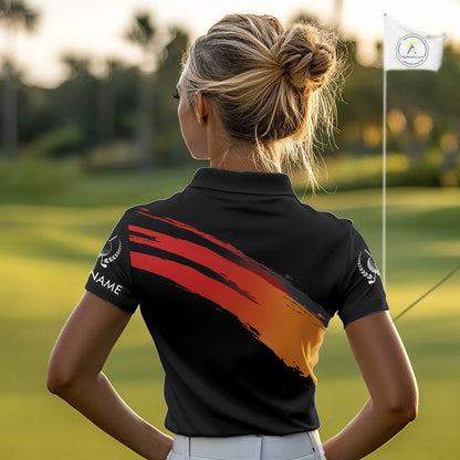 Black and Orange gradient flame golf ball Women golf polo shirts custom ladies golf clothes NQS10168