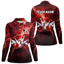 Load image into Gallery viewer, Women bowling shirts Custom red lightning thunder Bowling Team Jersey, gift for team Bowlers NQS8533