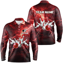 Load image into Gallery viewer, Mens bowling shirts Custom red lightning thunder Bowling Team Jersey, gift for team Bowlers NQS8533
