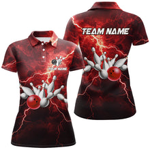 Load image into Gallery viewer, Women bowling shirts Custom red lightning thunder Bowling Team Jersey, gift for team Bowlers NQS8533