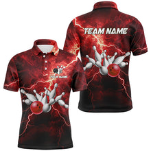 Load image into Gallery viewer, Mens bowling shirts Custom red lightning thunder Bowling Team Jersey, gift for team Bowlers NQS8533