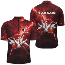 Load image into Gallery viewer, Mens bowling shirts Custom red lightning thunder Bowling Team Jersey, gift for team Bowlers NQS8533