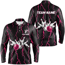 Load image into Gallery viewer, Mens bowling shirts Custom black and pink lightning thunder Bowling Team Jersey, gift for team Bowler NQS8535