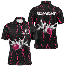 Load image into Gallery viewer, Mens bowling shirts Custom black and pink lightning thunder Bowling Team Jersey, gift for team Bowler NQS8535