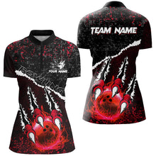 Load image into Gallery viewer, Red Flame Bowling Ball Black Camo Bowling shirts for Women custom Team bowling League jerseys NQS9005