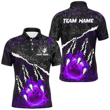 Load image into Gallery viewer, Purple Flame Bowling Ball Black Camo Bowling shirts for Men custom Team bowling League jerseys NQS9006