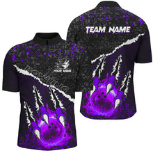 Load image into Gallery viewer, Purple Flame Bowling Ball Black Camo Bowling shirts for Men custom Team bowling League jerseys NQS9006