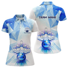 Load image into Gallery viewer, Blue and White Bowling Ball and Pins Bowling shirts for Women custom Team bowling League jerseys NQS9011