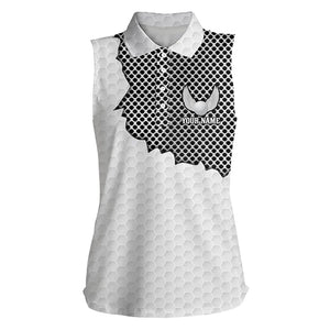 White golf ball pattern metal Womens sleeveless golf polos shirts custom cool polo shirts for ladies NQS9251