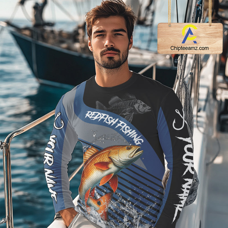 Redfish fishing Custom UV protection fishing long sleeve shirt, Redfish Fishing jerseys | Blue NQS11310