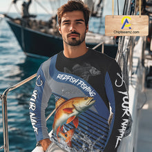 Load image into Gallery viewer, Redfish fishing Custom UV protection fishing long sleeve shirt, Redfish Fishing jerseys | Blue NQS11310