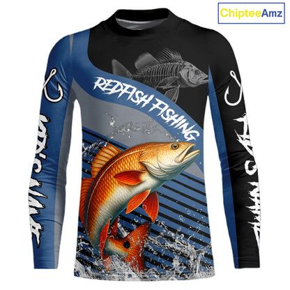 Redfish fishing Custom UV protection fishing long sleeve shirt, Redfish Fishing jerseys | Blue NQS11310