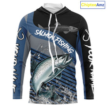 Load image into Gallery viewer, Chinook Salmon fishing Custom UV protection fishing long sleeve shirt, Salmon Fishing jerseys | Blue NQS11311