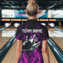 Load image into Gallery viewer, Women bowling Polo, Quarter Zip shirts Custom Pink Flame Bowling Team Jersey, gift for team Bowlers NQS9603