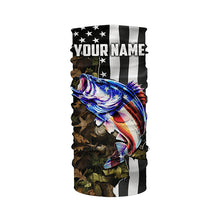 Load image into Gallery viewer, Bass Fishing 3D American Flag Patriot camo Customize name Long Sleeve UV Protection Fishing Shirts NQS1761