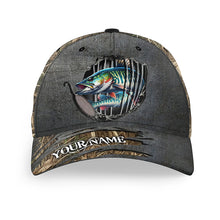 Load image into Gallery viewer, Musky fishing camo Custom fishing hat Unisex Fishing Baseball Angler Muskellunge cap NQS3247