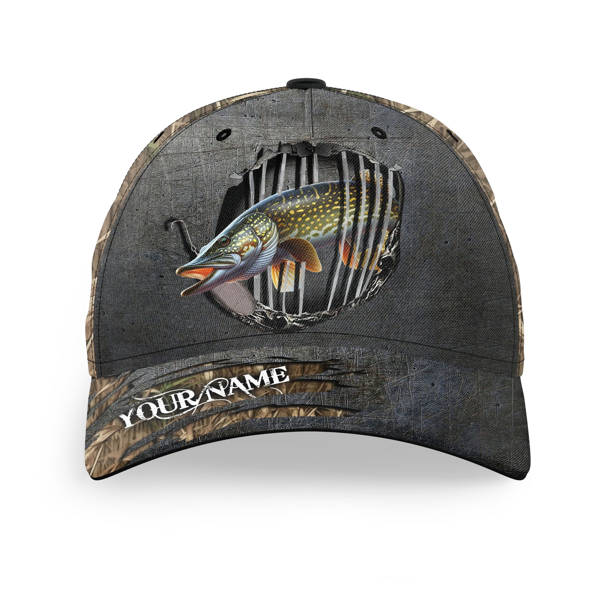 Northern Pike fishing camo Custom fishing hat Unisex Fishing Baseball –  ChipteeAmz
