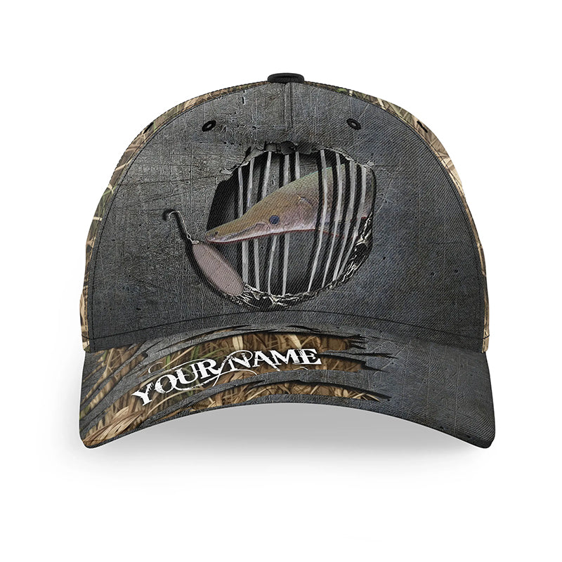 Alligator Gar fishing camo Custom fishing hat Adjustable Unisex Fishing Baseball Angler gar hat NQS3250