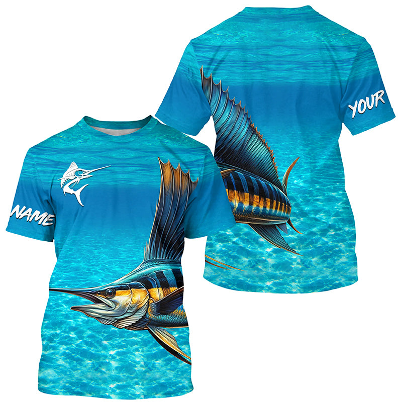 Sailfish fishing blue water camo Custom Name sun protection long