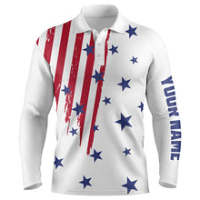 Load image into Gallery viewer, Personalized white golf polos shirts for men American flag 4th July custom patriot best men golf wears NQS5556