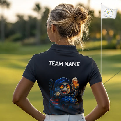 Funny American Flag Golf ball Womens golf polo shirts custom golf and beer golf apparel for ladies NQS10009