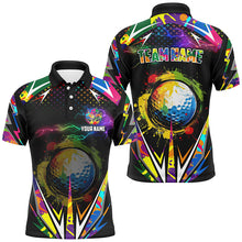 Load image into Gallery viewer, Black Mens golf polo shirts custom colorful lightning team golf jerseys, golf attire for men NQS7906