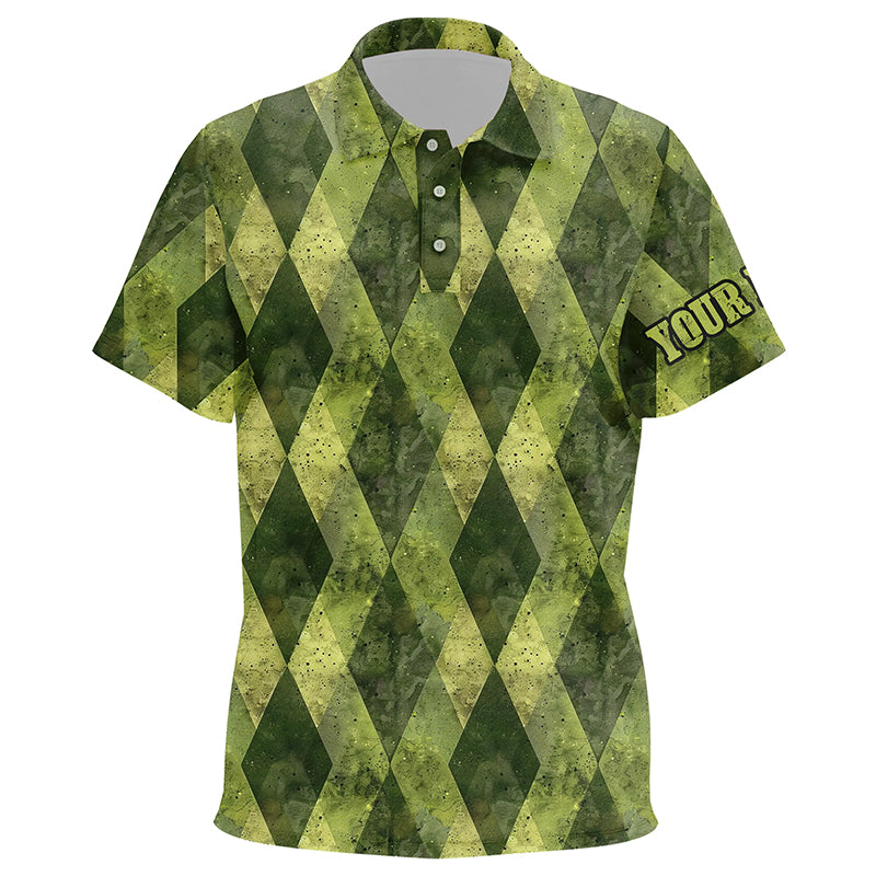 Green argyle grunge pattern Kid golf polo shirts custom Kid golf tops, golfing gifts NQS8114