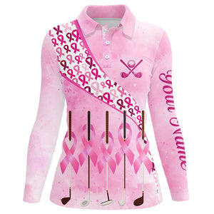 Pink ribbon golf clubs Womens golf polo shirt custom breast cancer golf shirts for ladies golf outfits NQS8116