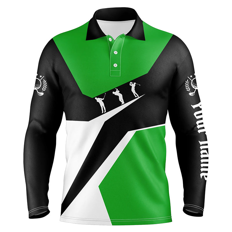 Green, white and black Mens golf polo shirts custom golf sport team po ...