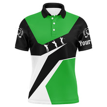 Load image into Gallery viewer, Green, white and black Mens golf polo shirts custom golf sport team polo shirts, best mens golf wear NQS6208