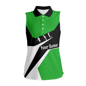 Green, white  black Womens sleeveless polo shirt custom golf sport team polo shirts, ladie golf tops NQS6208