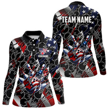 Load image into Gallery viewer, American flag black bowling camo Women bowling shirts Custom patriotic Bowling Team League Jerseys NQS8550