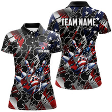 Load image into Gallery viewer, American flag black bowling camo Women bowling shirts Custom patriotic Bowling Team League Jerseys NQS8550