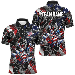 American flag black bowling camo Mens bowling shirts Custom patriotic Bowling Team League Jerseys NQS8550