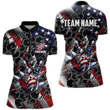 Load image into Gallery viewer, American flag black bowling camo Women bowling shirts Custom patriotic Bowling Team League Jerseys NQS8550