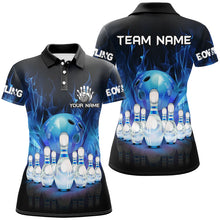Load image into Gallery viewer, Blue Flame Bowling Shirts For Women Custom Bowling Team League Jerseys Bowling Uniform Outfits NQS8792